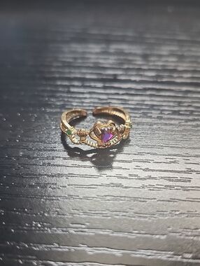Disney Princess Ariel Inspired Ring with Seashells and Purple Stone